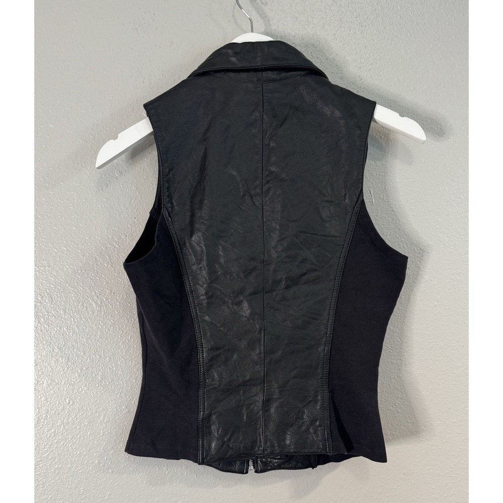 Vintage Y2K Wilsons Leather Maxima Vest Black Moto Grunge Baddie Goth S/M - Picture 6 of 12